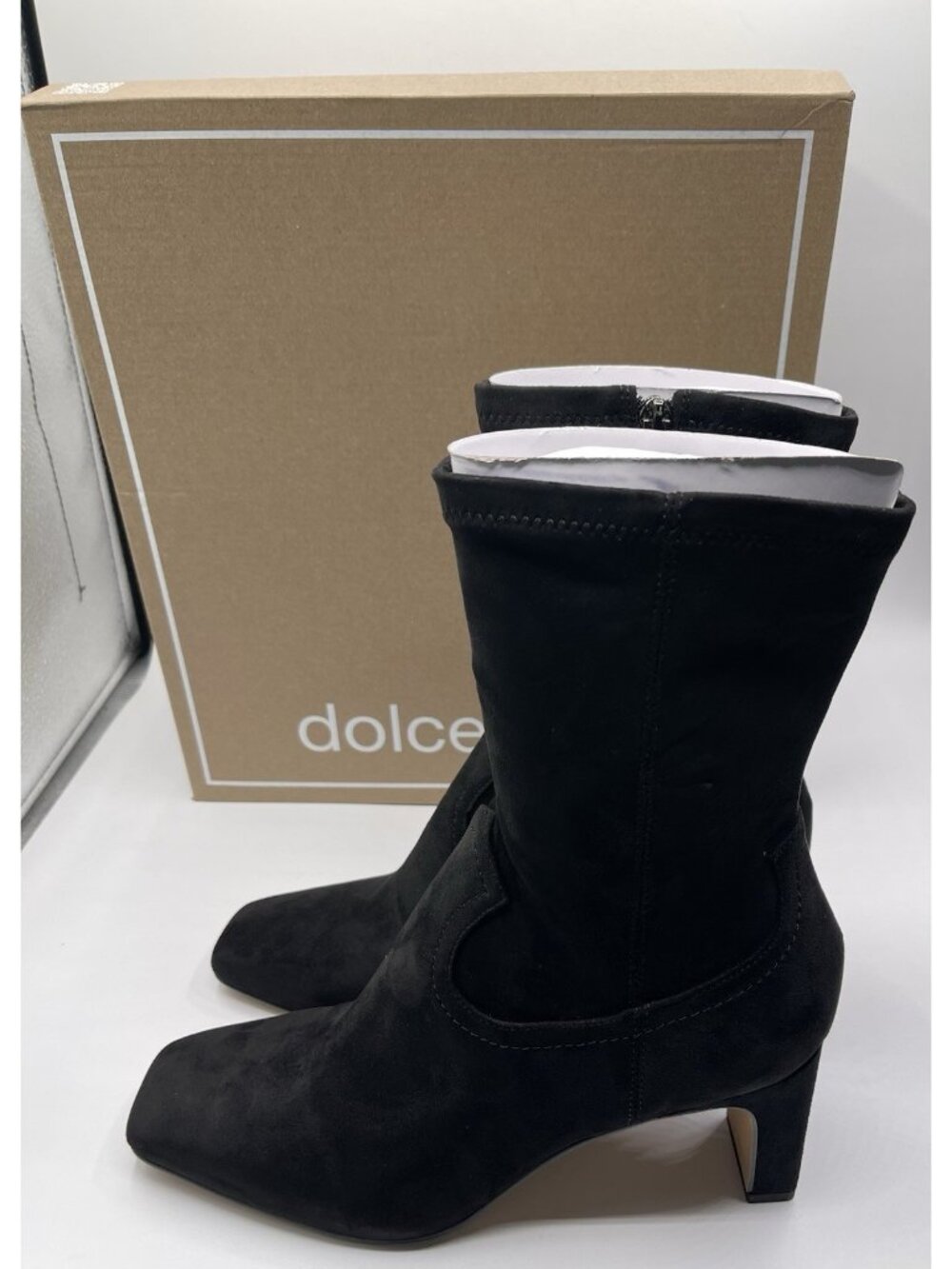 Dolce Vita Roan Onyx Stella Womens Ankle Boots Sz 9 Black Side Zip Square Toe